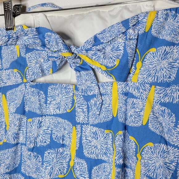 Lilly Pulitzer‎ Strapless Dress Empire Waist Franco Butterfly Blue / Yellow Sz 8 - Picture 4 of 6